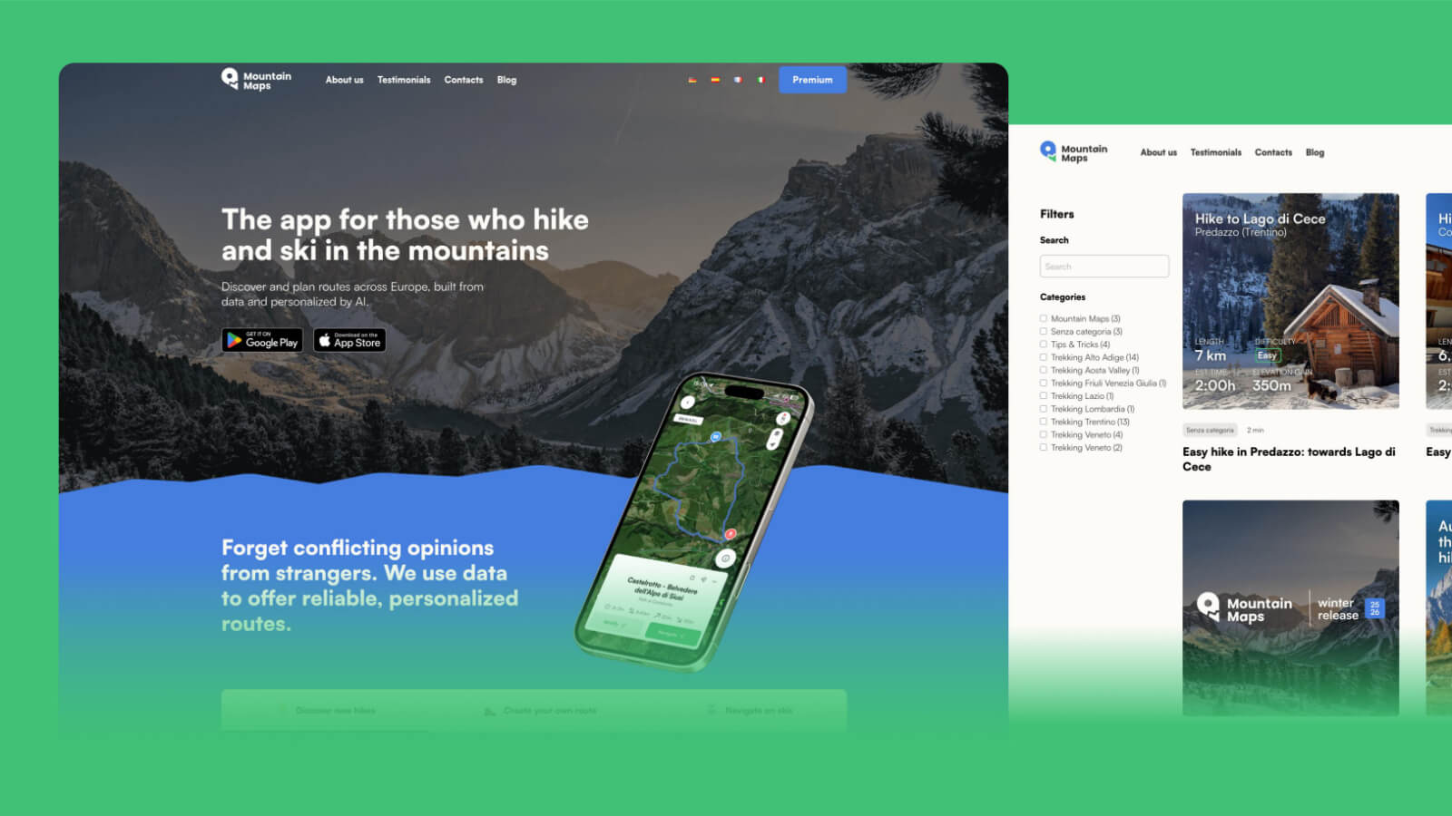 Mountain Maps website and product ecosystem